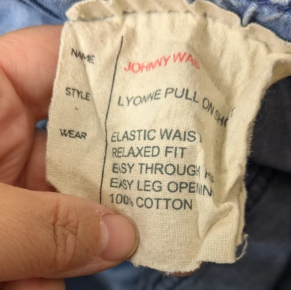 Johnny Was Lyonne Pull On Shorts Large Chambray Embroidered Floral Birds Boho